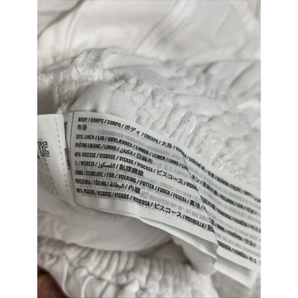 Abercrombie & Fitch Puff Sleeve Babydoll Top Blouse White Size XL Linen Viscose - Picture 3 of 7